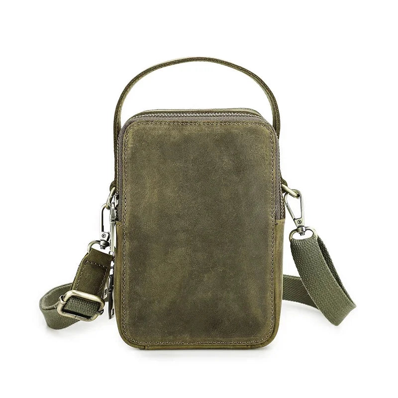 Petite Sacoche Bandoulière Cuir Homme - Pochette Vintage Brun