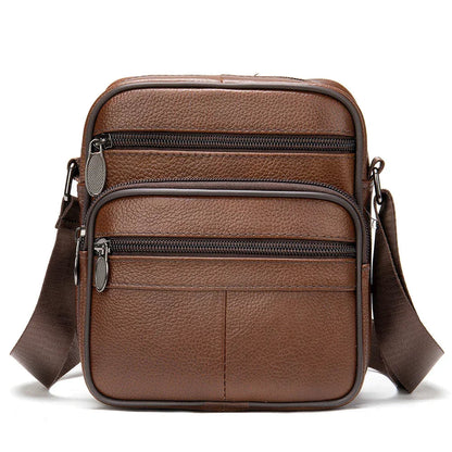 Petite Sacoche en Cuir Homme Noire - Deux Poches Zippées Pratiques