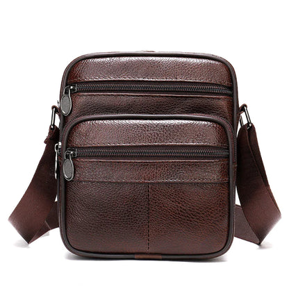 Petite Sacoche en Cuir Homme Noire - Deux Poches Zippées Pratiques