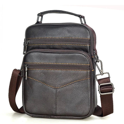 Sacoche Homme Vintage Marron Foncé, Sac Cuir Multipoches