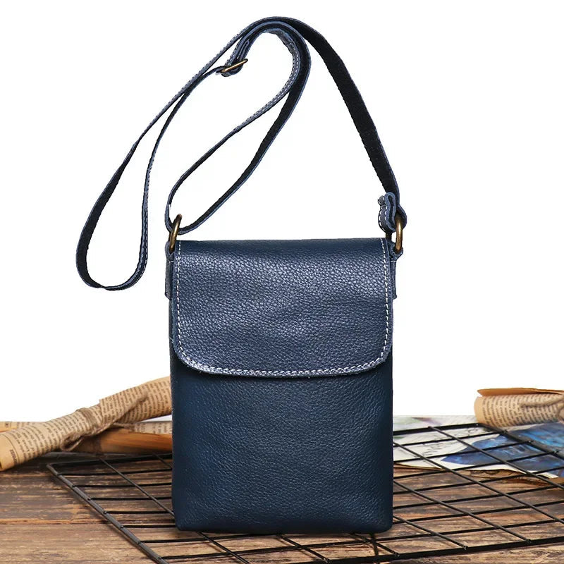 Sacoche de Poitrine en Cuir Marron Bandoulière Réglable Sling