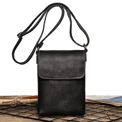 Sacoche de Poitrine en Cuir Marron Bandoulière Réglable Sling