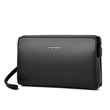 Pochette à Main pour Homme Marron - Cuir Zippé Élégant