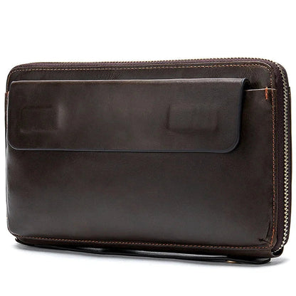 Pochette Cuir Homme Noire - Format Zippé Fin et Pratique