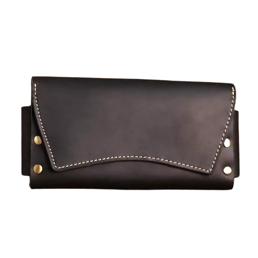 Pochette Homme Ceinture Marron - Rabat Riveté Pratique