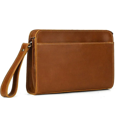 Pochette Homme Cuir Noire - Clutch Zippé au Design Anguleux
