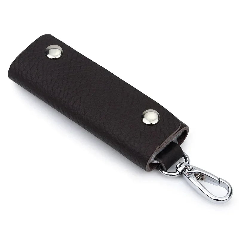 Pochette Porte-Clés en Cuir Marron pour Homme avec Mousqueton