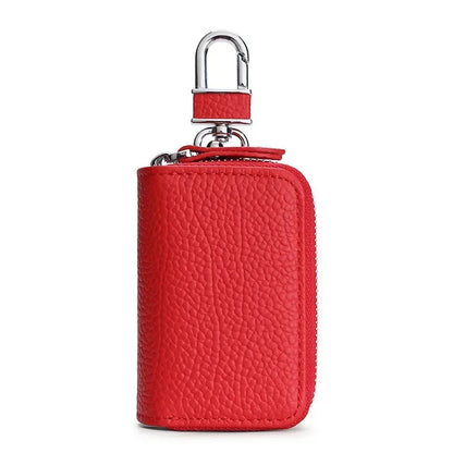 Pochette Portefeuille en Cuir Marron Foncé avec Double Zip