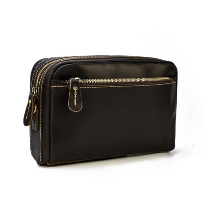 Pochette pour Homme Cuir Marron - Format Trousse Pratique