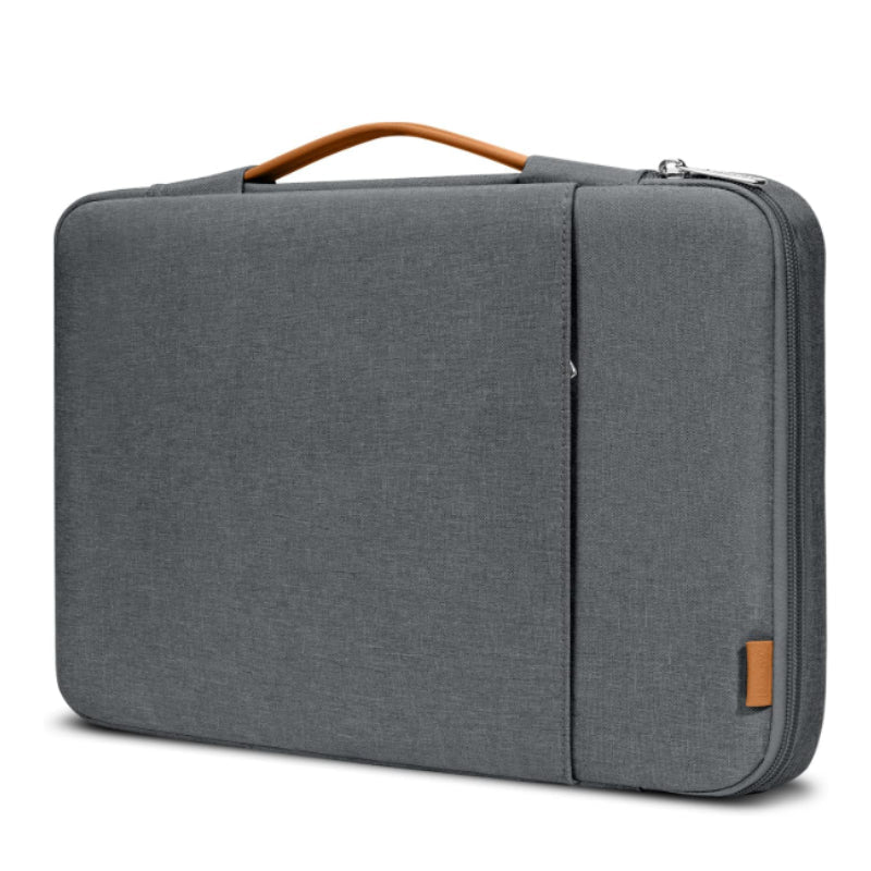 Pochette pour Ordinateur Portable Grise - Poignée en Cuir