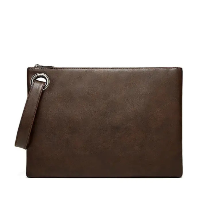 Pochette Sac Homme Compacte Noire - Anneau et Dragonne