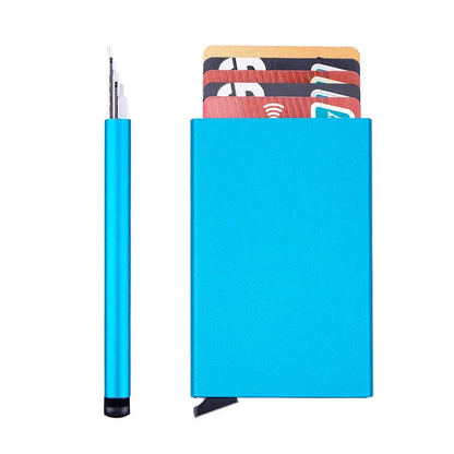 Porte-Carte en Aluminium Noir pour Homme avec Glissière