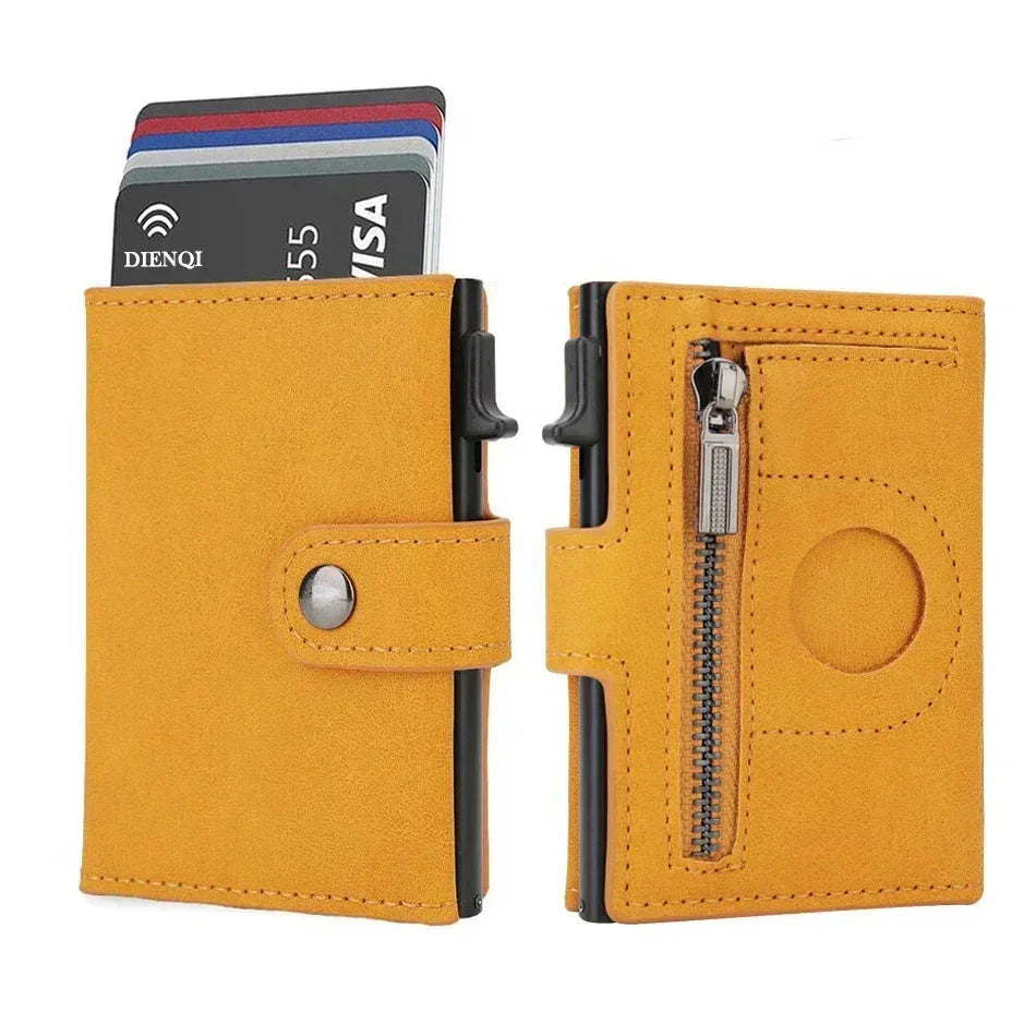 Porte-Carte Porte-Monnaie en Cuir Bleu pour Homme Complet