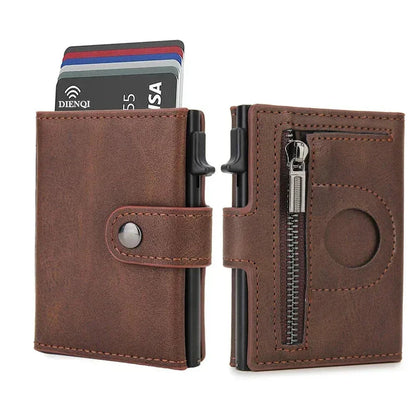 Porte-Carte Porte-Monnaie en Cuir Bleu pour Homme Complet