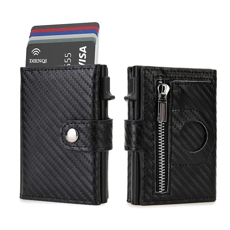 Porte-Carte Porte-Monnaie en Cuir Bleu pour Homme Complet