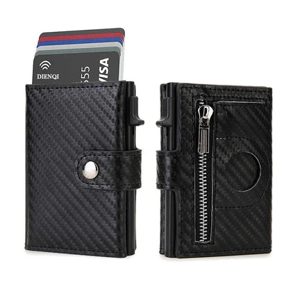 Porte-Carte Porte-Monnaie en Cuir Bleu pour Homme Complet