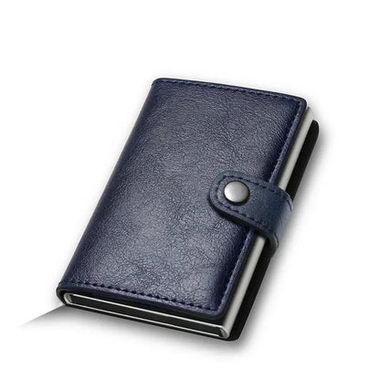 Porte-Cartes en Cuir Marron pour Homme avec Fermoir à Bouton