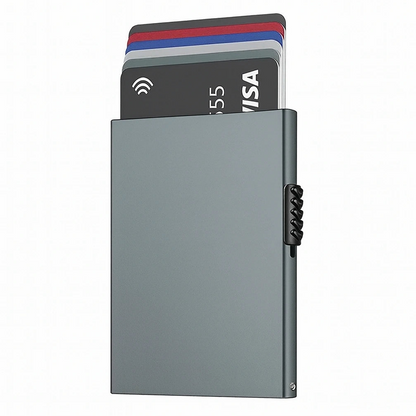 Porte-Cartes en Aluminium Noir pour Homme avec Glissière