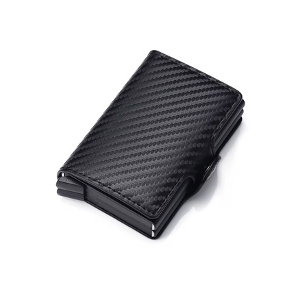 Porte-Cartes en Cuir Bleu pour Homme avec Mécanisme Pop-Up