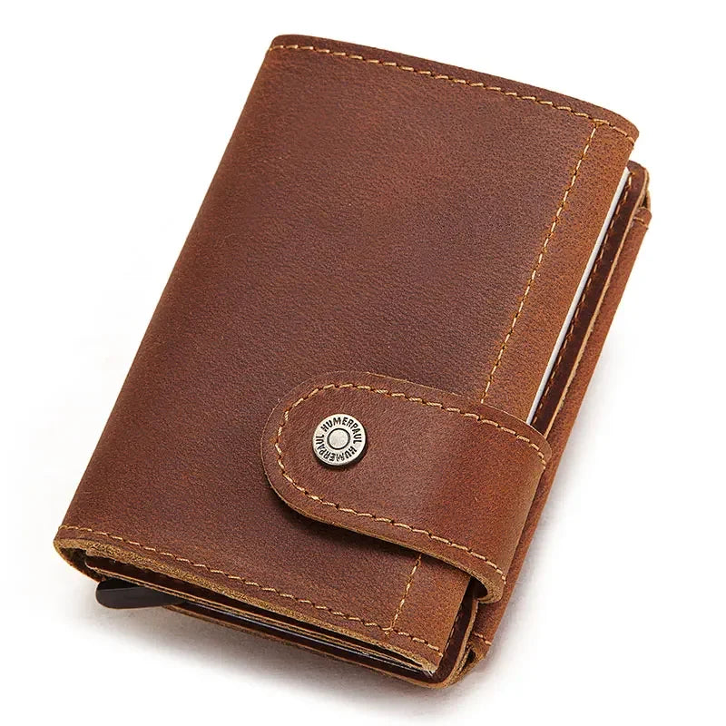 Porte-Cartes RFID en Cuir Marron Foncé pour Homme Robuste