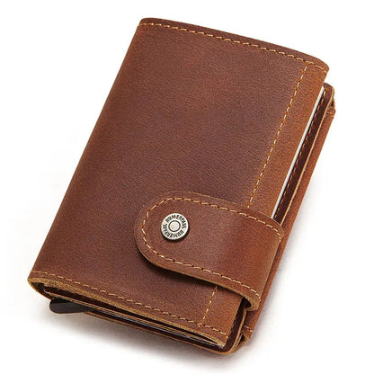 Porte-Cartes RFID en Cuir Marron Foncé pour Homme Robuste