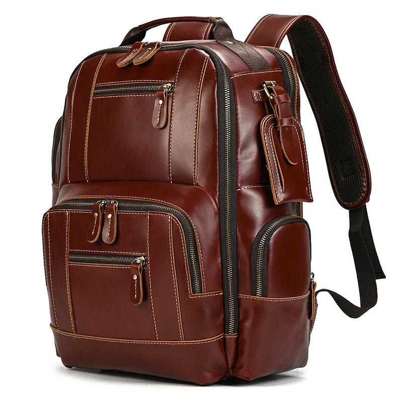 Sac à Dos Cuir Homme Vintage Noir - Sac Multipoche Cuir