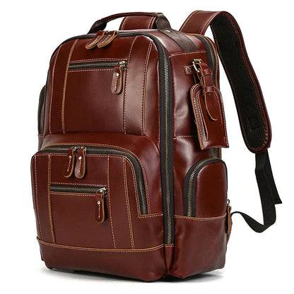 Sac à Dos Cuir Homme Vintage Noir - Sac Multipoche Cuir