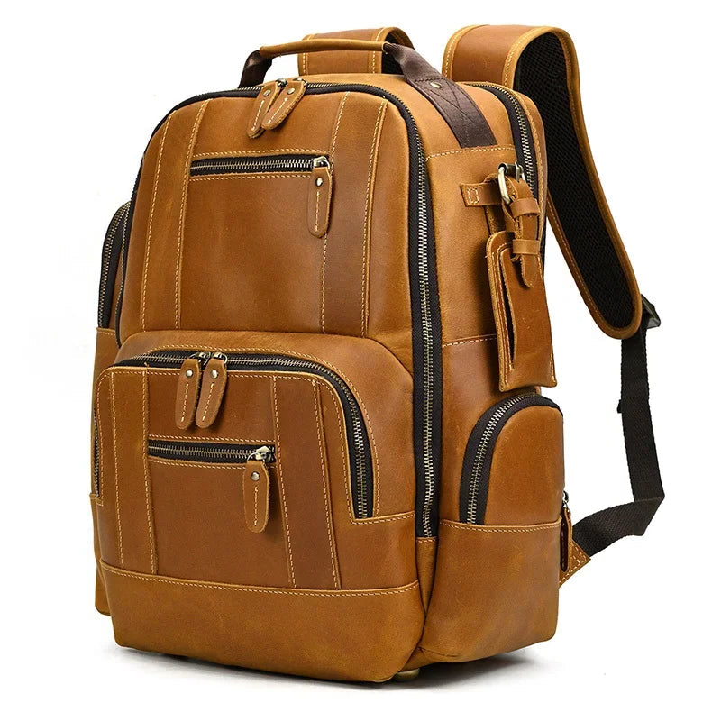 Sac à Dos Cuir Homme Vintage Noir - Sac Multipoche Cuir
