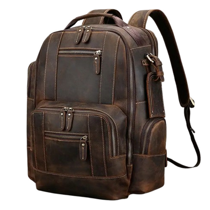 Sac à Dos Cuir Homme Vintage Noir - Sac Multipoche Cuir