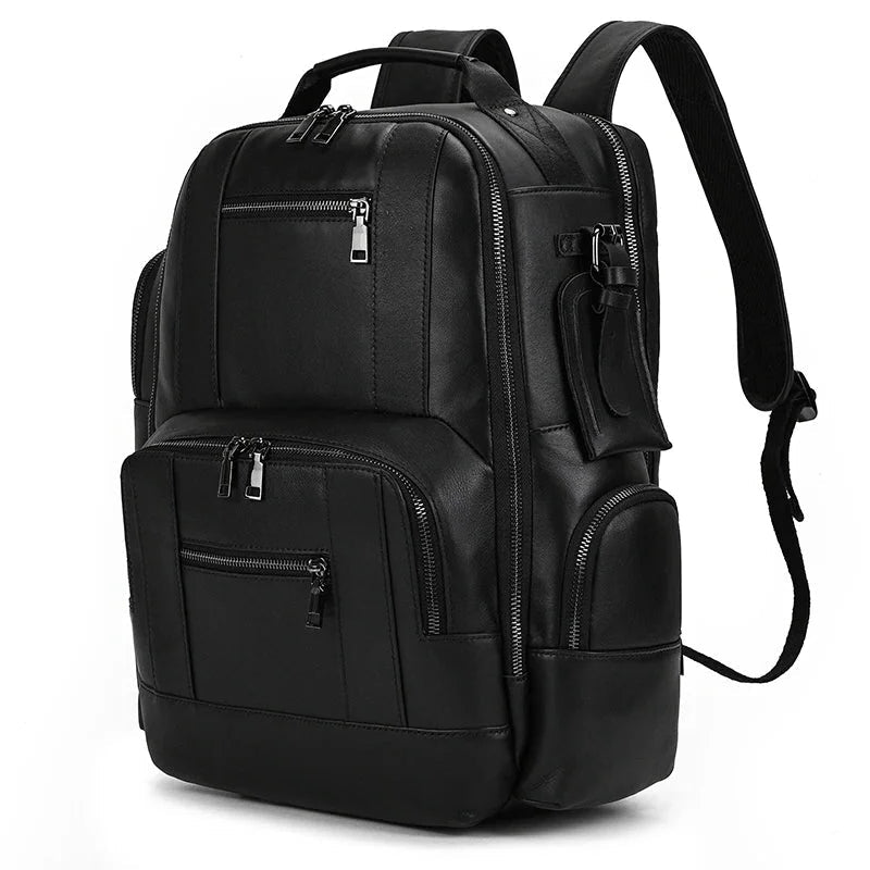 Sac à Dos Cuir Homme Vintage Noir - Sac Multipoche Cuir