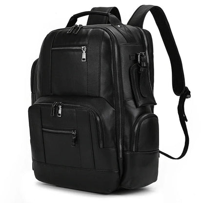 Sac à Dos Cuir Homme Vintage Noir - Sac Multipoche Cuir