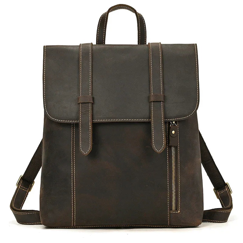 Sac à Dos Cuir Marron Homme - Sac Rabat Style Cartable Chic