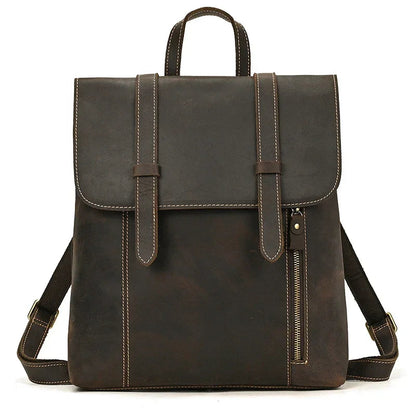 Sac à Dos Cuir Marron Homme - Sac Rabat Style Cartable Chic