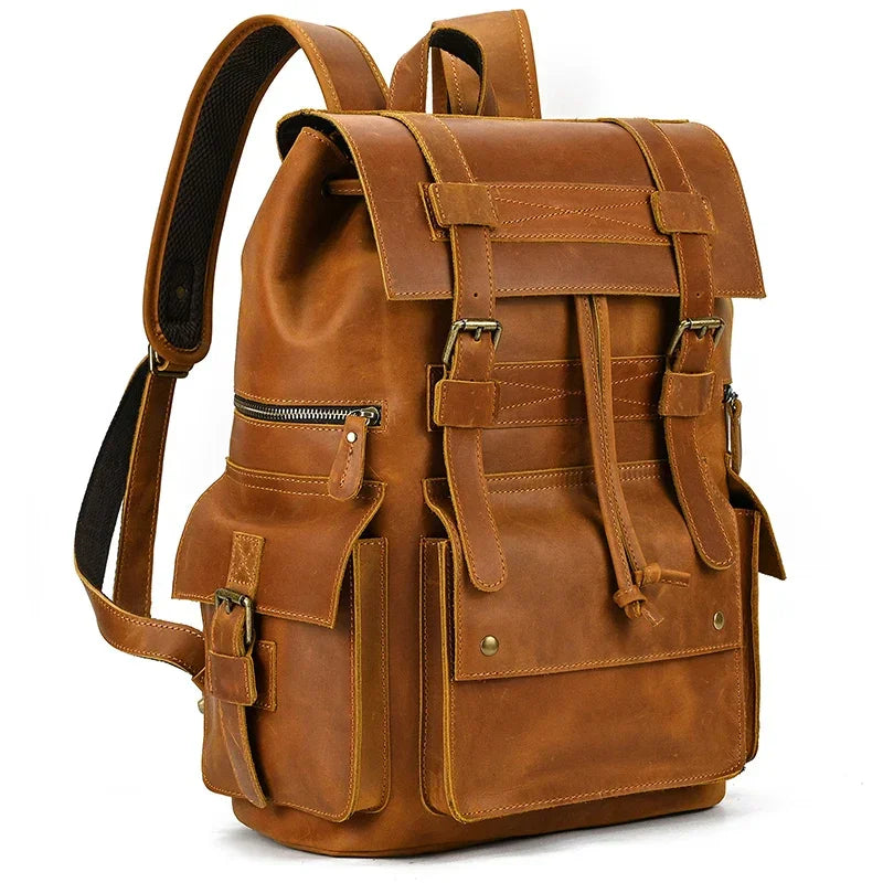 Sac à Dos Cuir Vintage Homme à Rabat - Look Aventurier Robuste