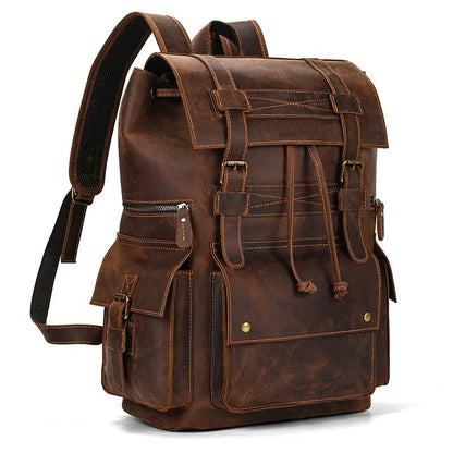 Sac à Dos Cuir Vintage Homme à Rabat - Look Aventurier Robuste