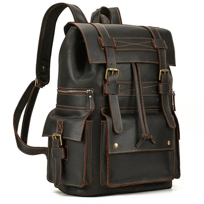 Sac à Dos Cuir Vintage Homme à Rabat - Look Aventurier Robuste