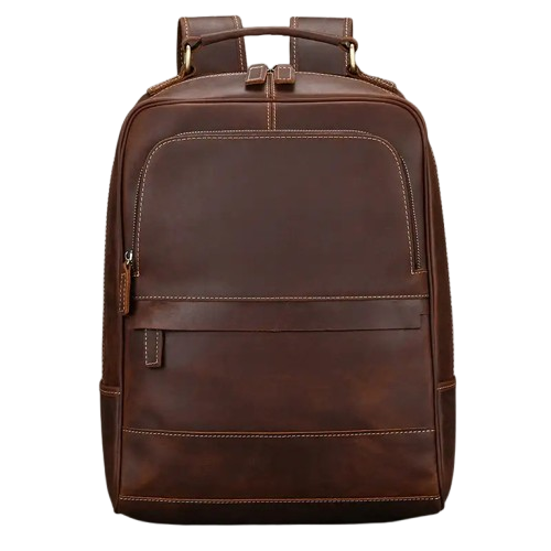 Sac à Dos en Cuir Marron Foncé pour Homme - Allure Structurée