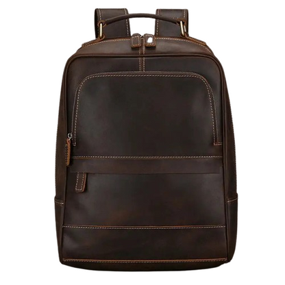 Sac à Dos en Cuir Marron Foncé pour Homme - Allure Structurée
