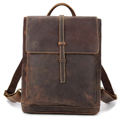 Sac à Dos en Cuir Clair pour Homme - Rabat et Sangle Vintage