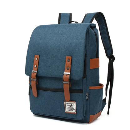 Sac à Dos en Tissu Vintage Gris pour Homme - Finitions Cuir