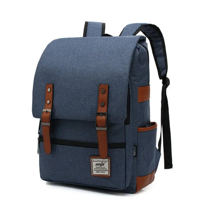 Sac à Dos en Tissu Vintage Gris pour Homme - Finitions Cuir