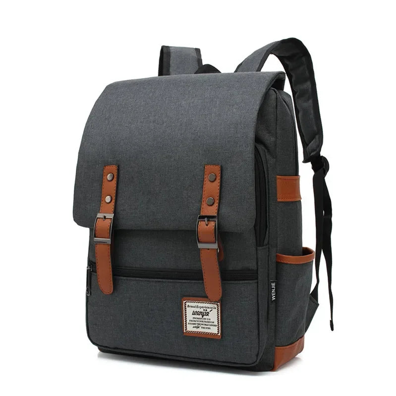 Sac à Dos en Tissu Vintage Gris pour Homme - Finitions Cuir