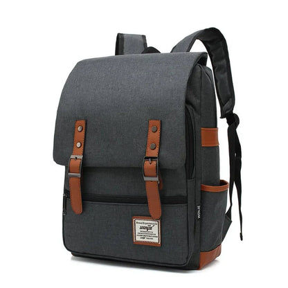 Sac à Dos en Tissu Vintage Gris pour Homme - Finitions Cuir