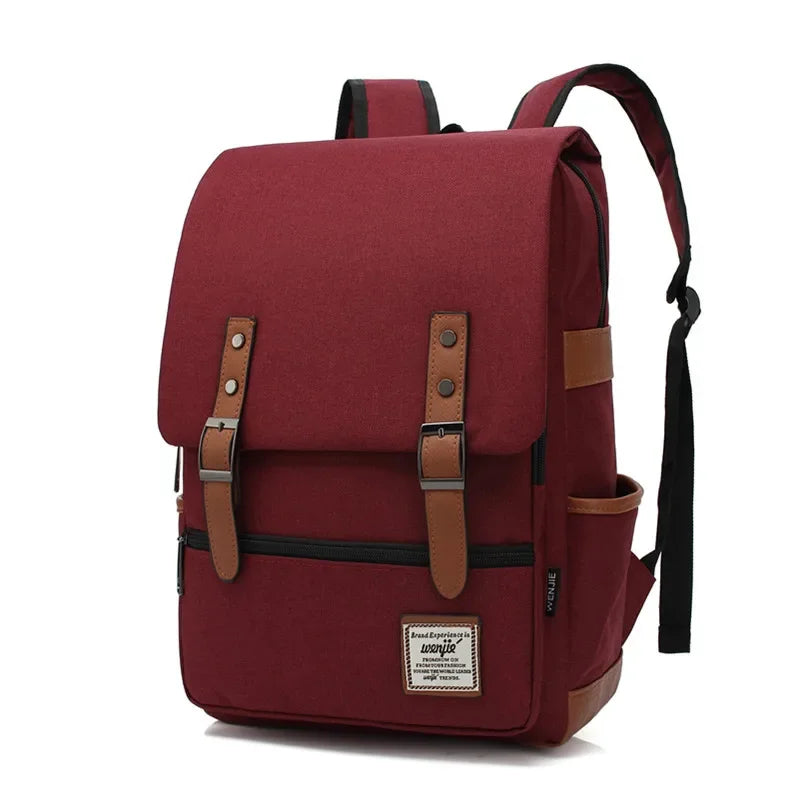 Sac à Dos en Tissu Vintage Gris pour Homme - Finitions Cuir
