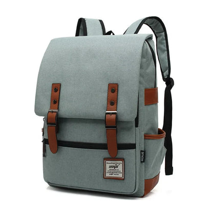 Sac à Dos en Tissu Vintage Gris pour Homme - Finitions Cuir