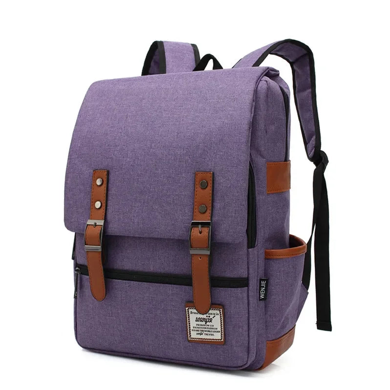 Sac à Dos en Tissu Vintage Gris pour Homme - Finitions Cuir