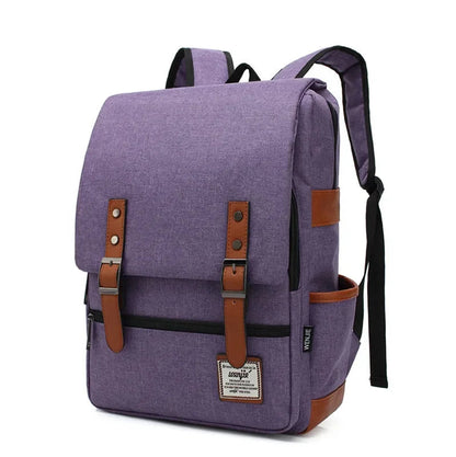 Sac à Dos en Tissu Vintage Gris pour Homme - Finitions Cuir