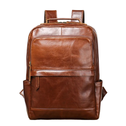 Sac à Dos Homme en Cuir Marron - Poches Latérales Pratiques