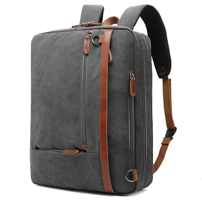 Sac à Dos Ordinateur Convertible Gris - Finition Cuir Orange