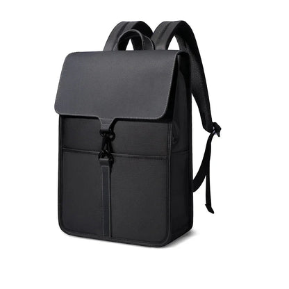Sac à Dos Ville Homme Noir Fermeture Rabat Style Minimaliste